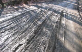 Tire tracks in muddy road